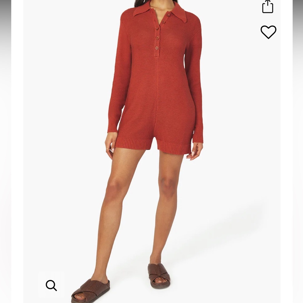 WeWoreWhat Half Button Purl Stitch Boxy Romper